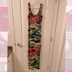 Bebe maxi dress camo colour print